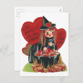 Vintage "Heks" Valentijn Feestdagenkaart (Voorkant / Achterkant)