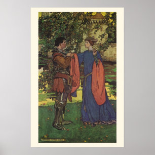 Vintage Held Prins Ridder Glanzende Wapenrusting P Poster