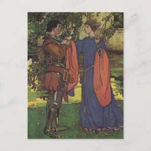 Vintage heldenprins ridder schitterend harnas prin briefkaart