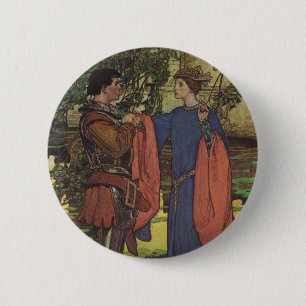 Vintage heldenprins ridder schitterend harnas prin ronde button 5,7 cm