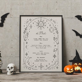 Vintage Hemelbruiloft, Goth Bruiloft Drankmenu Poster
