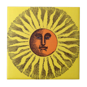 Vintage Hemelgeel Glimlachende Gelukkige Hippie Zo Tegeltje