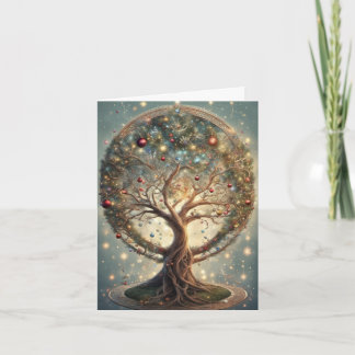 Vintage Hemelse Kerst Mandala Boom des Levens Kaart