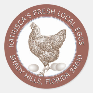 Vintage Hen en Rooster Terra cotta Doos Etiket