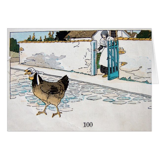 Vintage Hen in een Scarf (Voorkant Horizontaal)