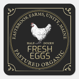 VINTAGE HEN OEUFS PASTUÉS ÉTIQUETTE Noir