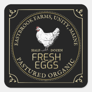VINTAGE HEN OEUFS PASTUÉS ÉTIQUETTE Noir