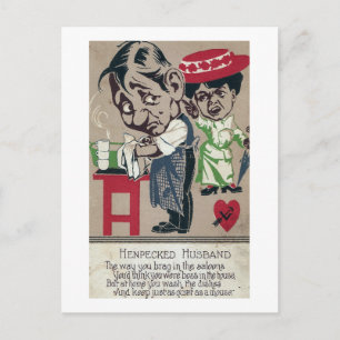Vintage Hen Pecked Husband Briefkaart