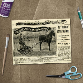 Vintage Henderson Horse Lawn Mower en d Tissuepapier