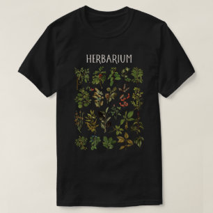 Vintage Herbarium Groene Plantenkaart T-shirt