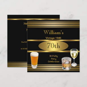 Vintage Heren 70e Verjaardagsfeest Goud Bier 1945 Kaart