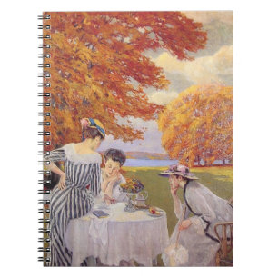 Vintage herfsttuin thee feestje Elegant Edwardiaan Notitieboek
