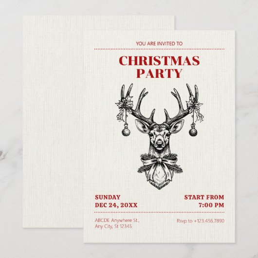 Vintage hert met ornamenten kaart (Voorkant / Achterkant)