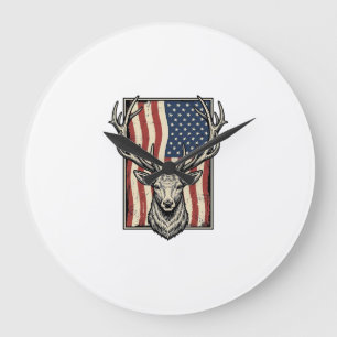 Vintage Herten Amerikaanse Vlag Jachtshirt Ontwerp Grote Klok