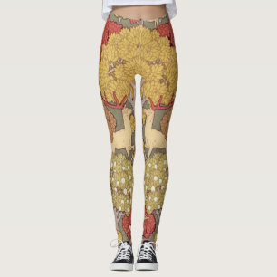 Vintage Hertenbos Reeën Kruidig Groen Patroon Leggings