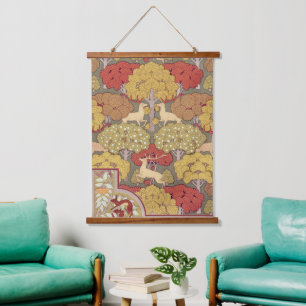 Vintage Hertenbos Sagegroen Patroon Hangend Wandkleed