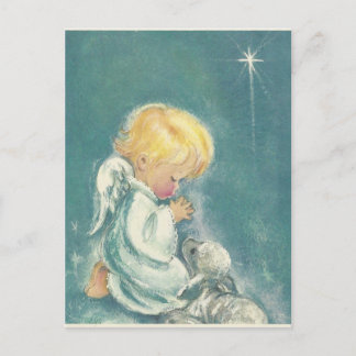 Vintage het Bidden van Kerstmis Engel Feestdagenkaart