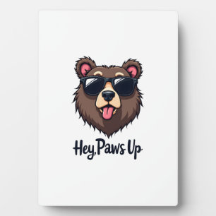Vintage Hey Paws Up Beer met Zonnebril Grappige Ho Fotoplaat