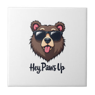 Vintage Hey Paws Up Beer met Zonnebril Grappige Ho Tegeltje