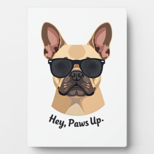 Vintage Hey, Paws Up Franse Bulldog Zonnebril Gra Fotoplaat