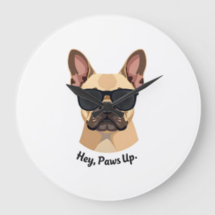Vintage Hey, Paws Up Franse Bulldog Zonnebril Gra Grote Klok