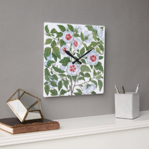 Vintage Hibiscus Bloemen door Basilius Besler Vierkante Klok