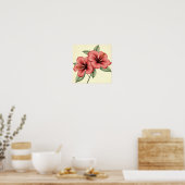 Vintage Hibiscus on Weathered Paper Poster (Keuken)