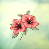 Vintage Hibiscus Raamsticker (Vel 3)