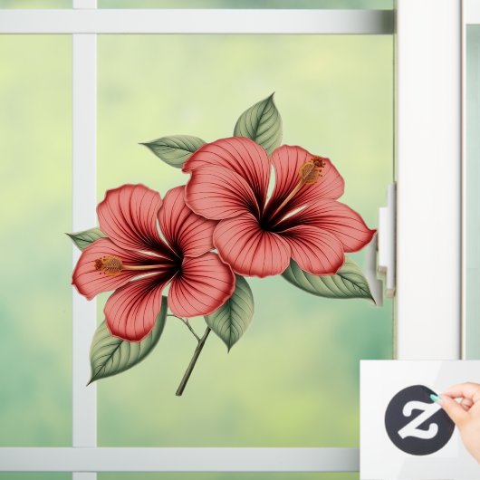Vintage Hibiscus Raamsticker (Huis)
