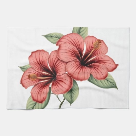 Vintage Hibiscus Theedoek (Horizontaal)