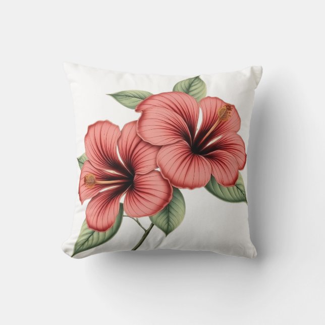 Vintage Hibiscus throw pillow Kussen (Voorkant)