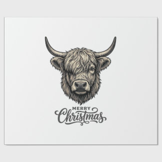 Vintage Highland Koe Merry Christmas T-shirt_1 Cadeaupapier