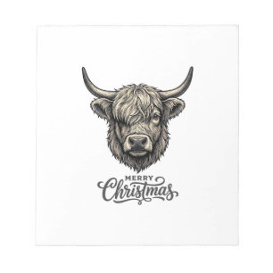 Vintage Highland Koe Merry Christmas T-shirt_1 Notitieblok