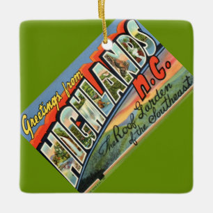 Vintage Highlands NC ansichtkaart Keramisch Ornament