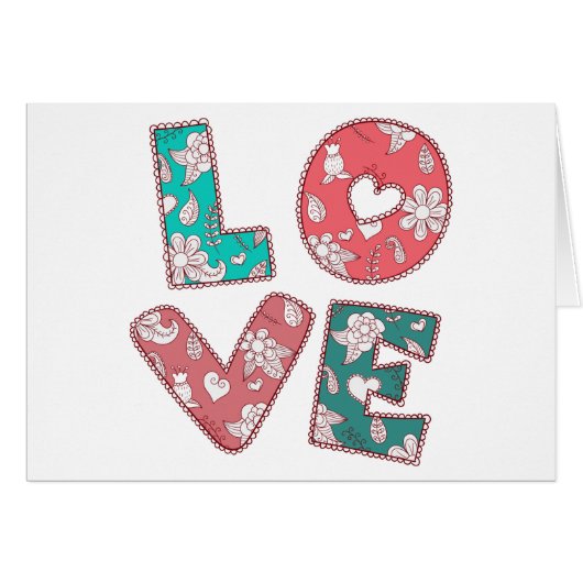 Vintage hippy Love Green & Pink, Red Floral (Devant Horizontal)