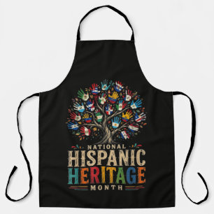 Vintage Hispanic Heritage Month Eenheidsboom Schort