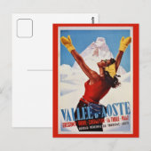 Vintage hiver rétro Alpes italiennes Voyage Carte  (Devant / Derrière)