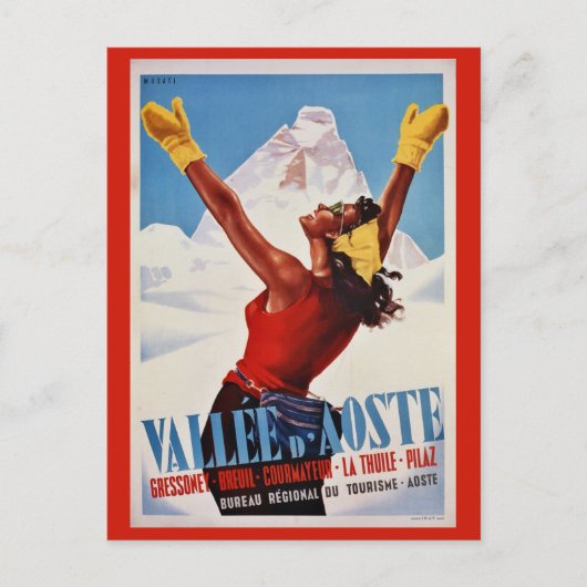 Vintage hiver rétro Alpes italiennes Voyage Carte  (Devant)