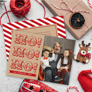 Vintage HO HO HO Fun Holiday Christmas Carte photo