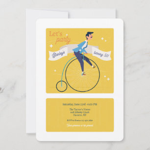 Vintage hoge wiel fiets uitnodiging