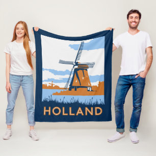 Vintage Holland Poster Fleece Deken
