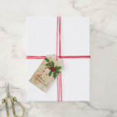 Vintage Holly Branch kerstcadeau Label Cadeaulabel (Met Touw)