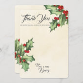 Vintage Holly Carte de remerciements (Devant / Derrière)