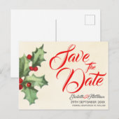 Vintage Holly Enregistrer la carte postale Date (Devant / Derrière)