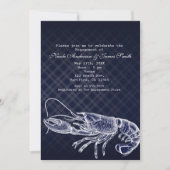 Vintage Homard Marine Bleu Élégant Invitations (Devant)