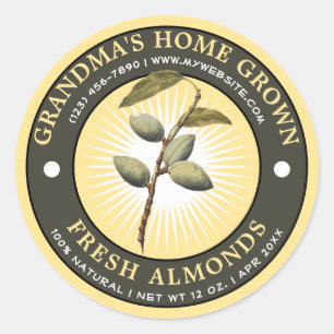 Vintage Home Cultivé Almonds Étiquette Modèle