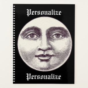 Vintage homme dans la lune visage noir et blanc