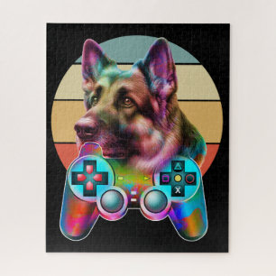 vintage hond en gamer console legpuzzel