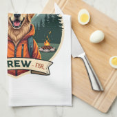 Vintage hond papa's Outdoor sportteam Goud Retrie Theedoek (Quarter Fold)