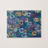 Vintage Hondsviolaat Bloempatroon | Blauwe Cottage Legpuzzel (Horizontaal)